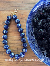 Load image into Gallery viewer, Blue and White Chunky Chinoiserie Double Happiness Statement Necklace - Adjustable Length - Ginger jar