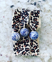 Load image into Gallery viewer, Chinoiserie Elastic Hair Ties- Set of 3 - Leopard Print - Ginger jar