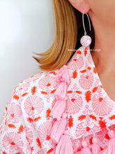 Load image into Gallery viewer, Pink & White Chinoiserie Floral Drop Earrings - Chinoiserie jewelry