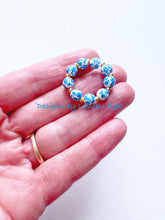 Load image into Gallery viewer, Blue & White Chinoiserie Floral Beaded Ring - Chinoiserie jewelry