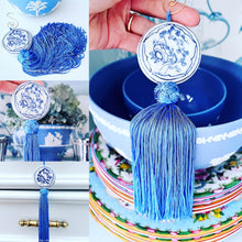 Load image into Gallery viewer, Blue & White Chinoiserie Decorative Tassel - Chinoiserie jewelry