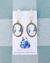 Load image into Gallery viewer, Wedgwood Blue & White Cameo Earrings - 6 Styles - Ginger jar