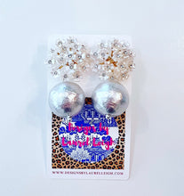 Load image into Gallery viewer, Hydrangea Blossom White Pearl Drop Earrings - Chinoiserie jewelry