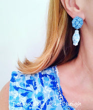Load image into Gallery viewer, Hydrangea Blossom Ginger Jar Earrings - Blue - Chinoiserie jewelry