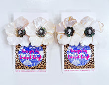 Load image into Gallery viewer, White & Silver Cameo Pearl Flower Earrings - Chinoiserie jewelry
