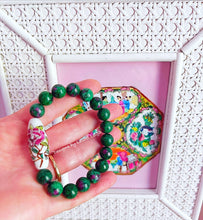 Load image into Gallery viewer, Green &amp; Pink Jade Gemstone Vintage Bead Bracelet - Chinoiserie jewelry