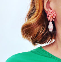 Load image into Gallery viewer, Hydrangea Blossom Ginger Jar Earrings - Pink - Chinoiserie jewelry