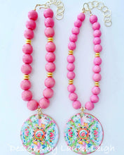 Load image into Gallery viewer, Rose Medallion Chinoiserie Pendant Necklace - Pink - 2 Options - Ginger jar