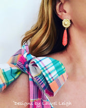 Load image into Gallery viewer, Sunflower Carved Floral Teardrop Earrings - 3 Colors - Ginger jar