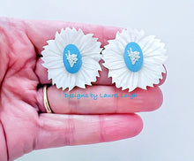 Load image into Gallery viewer, Wedgwood Blue Daffodil Cameo Pearl Studs - Chinoiserie jewelry
