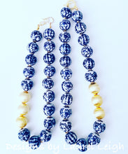Load image into Gallery viewer, Chunky Blue & White Floral Chinoiserie Statement Necklace- 2 Lengths - Ginger jar
