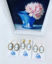 Load image into Gallery viewer, Wedgwood Blue & White Cameo Earrings - 6 Styles - Ginger jar