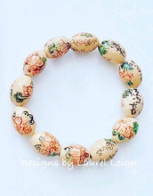 Load image into Gallery viewer, Chinoiserie Floral Calligraphy Bead Statement Bracelet - Ginger jar