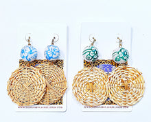 Load image into Gallery viewer, Chinoiserie Rattan Floral Drop Earrings - Chinoiserie jewelry
