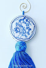 Load image into Gallery viewer, Blue & White Chinoiserie Decorative Tassel - Chinoiserie jewelry