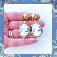 Load image into Gallery viewer, Wedgwood Blue & White Cameo Earrings - 6 Styles - Ginger jar