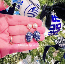 Load image into Gallery viewer, Chinoiserie Pearl Post Earrings - Chinoiserie jewelry