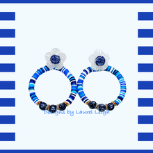 Load image into Gallery viewer, Blue & White Chinoiserie Heishi Disc Bead Earrings - Chinoiserie jewelry