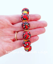 Load image into Gallery viewer, Red, Black & White African Glass Statement Bracelet - Ginger jar