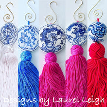 Load image into Gallery viewer, Five different decorative Chinoiserie tassels with porcelain bead accents