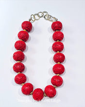 Load image into Gallery viewer, Chinoiserie Red Cinnabar Statement Necklace - Chinoiserie jewelry
