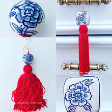 Load image into Gallery viewer, Blue & White Chinoiserie Decorative Tassel - Chinoiserie jewelry