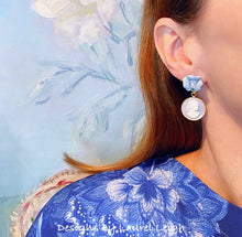 Load image into Gallery viewer, Wedgwood Blue Floral Cameo Earrings - Chinoiserie jewelry