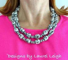 Load image into Gallery viewer, Chinoiserie Double Strand Ginger Jar Statement Necklace - Black & White - Ginger jar