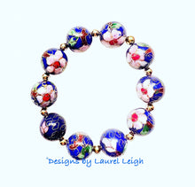 Load image into Gallery viewer, Lapis Blue Chinoiserie Cloisonné Bracelet - Chinoiserie jewelry