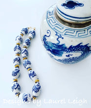 Load image into Gallery viewer, Chunky Blue and White Chinoiserie Dragon Statement Necklace - Ginger jar
