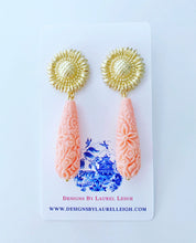 Load image into Gallery viewer, Sunflower Carved Floral Teardrop Earrings - 3 Colors - Ginger jar