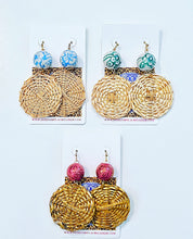 Load image into Gallery viewer, Chinoiserie Rattan Floral Drop Earrings - Chinoiserie jewelry