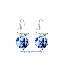 Load image into Gallery viewer, Chinoiserie Orchid Bead Clip-on Earrings - Chinoiserie jewelry