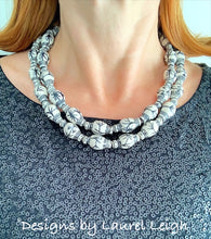 Load image into Gallery viewer, Chinoiserie Double Strand Ginger Jar Statement Necklace - Black & White - Ginger jar