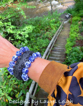 Load image into Gallery viewer, Blue and White Chinoiserie Dragon Beaded Statement Bracelet - Ginger jar