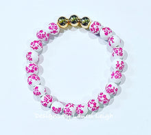 Load image into Gallery viewer, Pink & White Chinoiserie Floral Beaded Bracelet - Chinoiserie jewelry