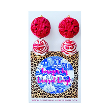 Load image into Gallery viewer, Chinoiserie Red Cinnabar Drop Earrings - Chinoiserie jewelry