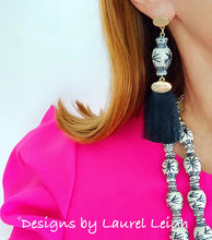 Load image into Gallery viewer, Chinoiserie Double Strand Ginger Jar Statement Necklace - Black & White - Ginger jar