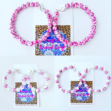 Load image into Gallery viewer, Pink & White Chinoiserie Floral Beaded Hoops - Chinoiserie jewelry