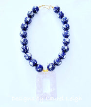 Load image into Gallery viewer, Chinoiserie Double Happiness Tortoise Shell Pendant Statement Necklace - White or Brown - Ginger jar