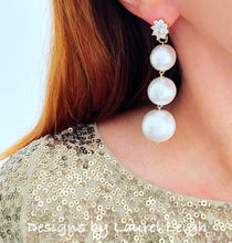 Load image into Gallery viewer, Rhinestone & Graduated Cotton Pearl Bonbon Drop Earrings - 2 Styles - Ginger jar