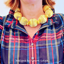 Load image into Gallery viewer, Chunky Textured Gold Bead Statement Necklace - Chinoiserie jewelry