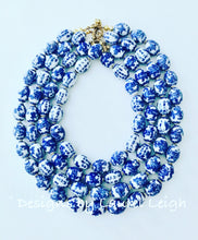 Load image into Gallery viewer, Chinoiserie Blue & White Oval Bead Necklace - Chinoiserie jewelry