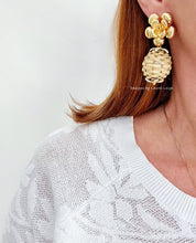 Load image into Gallery viewer, Wicker Rattan Floral Drop Earrings - Chinoiserie jewelry