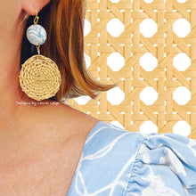 Load image into Gallery viewer, Chinoiserie Rattan Floral Drop Earrings - Chinoiserie jewelry