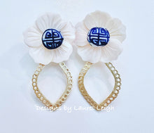 Load image into Gallery viewer, Gold Scalloped Floral Chinoiserie Earrings - Chinoiserie jewelry
