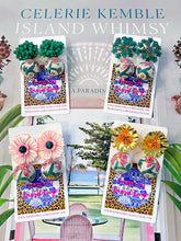 Load image into Gallery viewer, Pink & Green Peony Drop Earrings - Chinoiserie jewelry