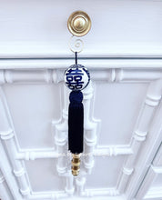 Load image into Gallery viewer, Blue & White Chinoiserie Decorative Tassel - Chinoiserie jewelry