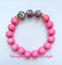 Load image into Gallery viewer, Bubblegum Pink Chinoiserie Peony Bracelet - Style 1 - Ginger jar