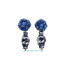 Load image into Gallery viewer, Blue Hydrangea Blossom Ginger Jar Earrings - Chinoiserie jewelry